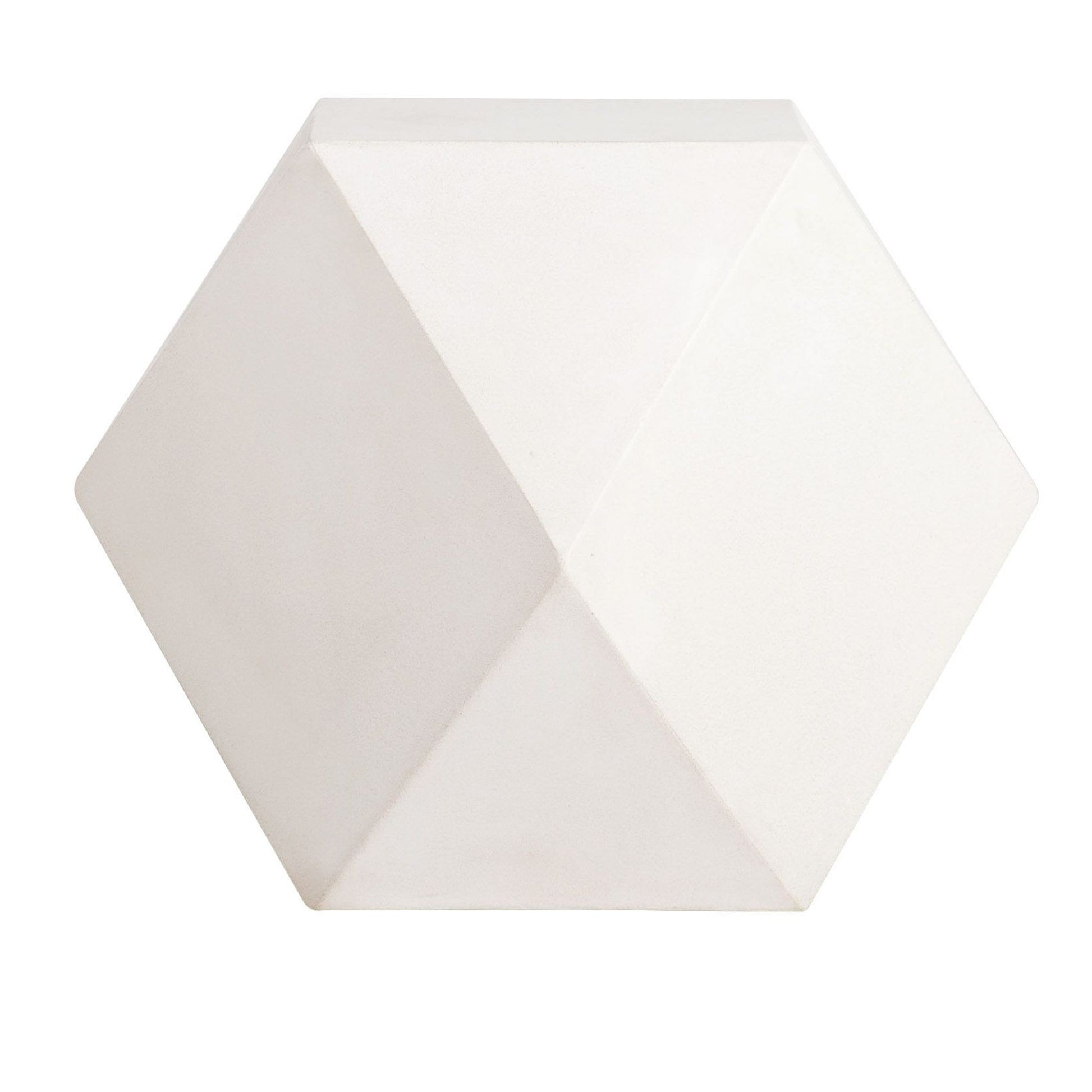 Geometric Shape Concrete Accent Table With Faceted Sides Cream By Benzara | Accent Tables | Modishstore - 5