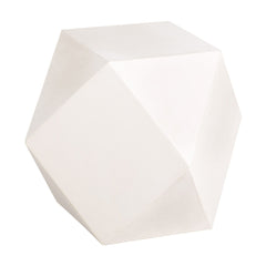 Geometric Shape Concrete Accent Table With Faceted Sides Cream By Benzara