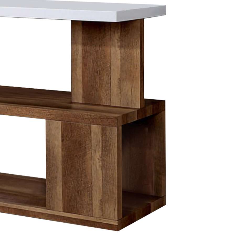 Two Tone Modern Sofa Table With Bottom Shelf, White And Brown By Benzara | Console Tables |  Modishstore  - 3
