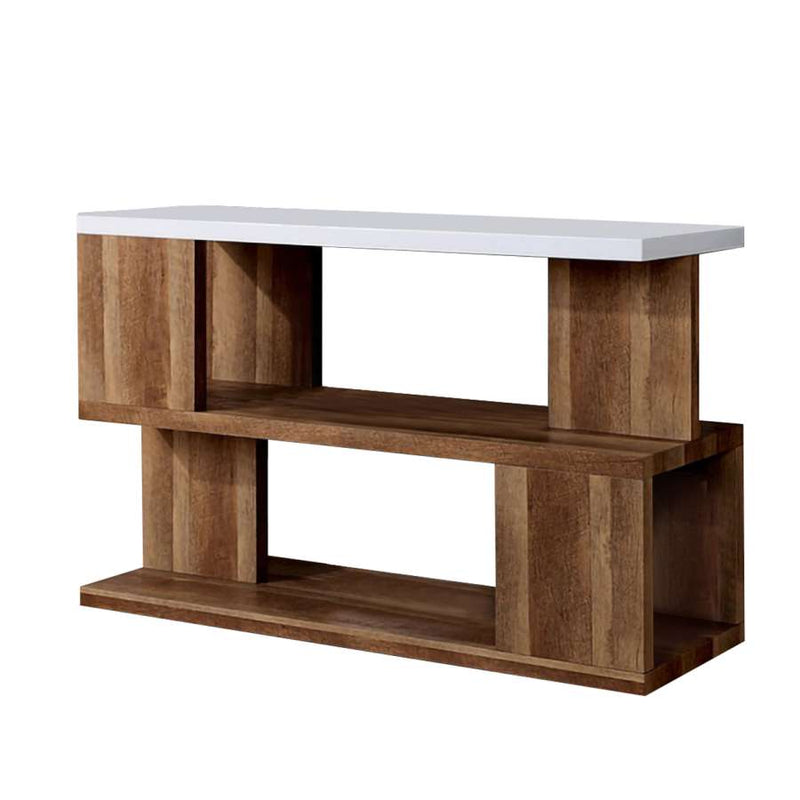 Two Tone Modern Sofa Table With Bottom Shelf, White And Brown By Benzara | Console Tables |  Modishstore 