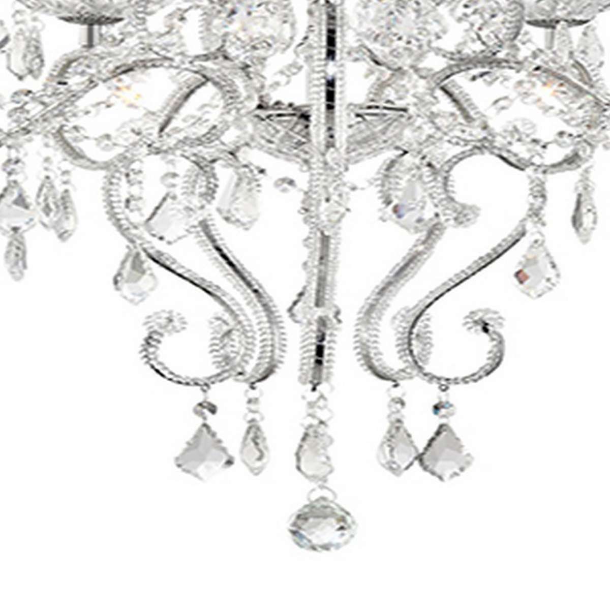 Ceiling Lamp With Hanging Crystals And Round Canopy, Silver By Benzara | Ceiling Lamps |  Modishstore  - 3