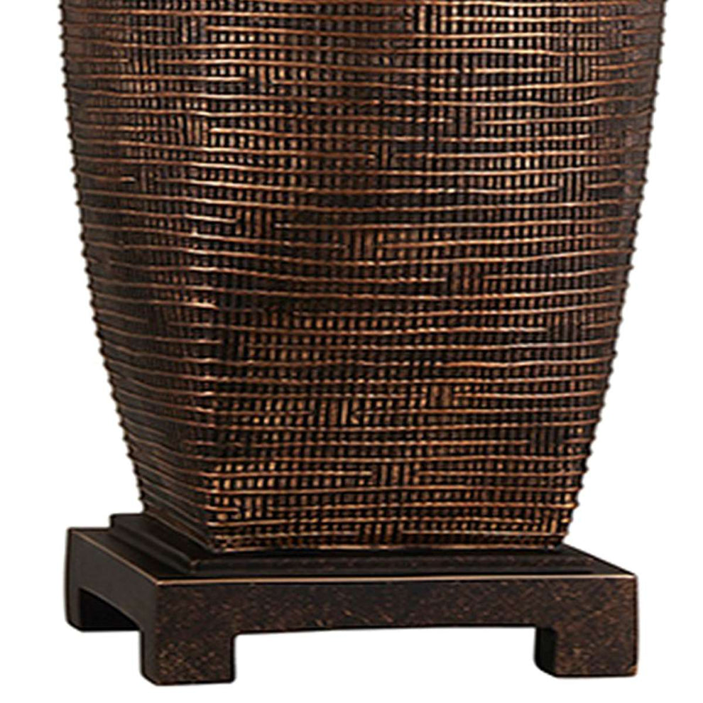 Table Lamp With Polyresin Urn Shape Base, Bronze By Benzara | Table Lamps |  Modishstore  - 3