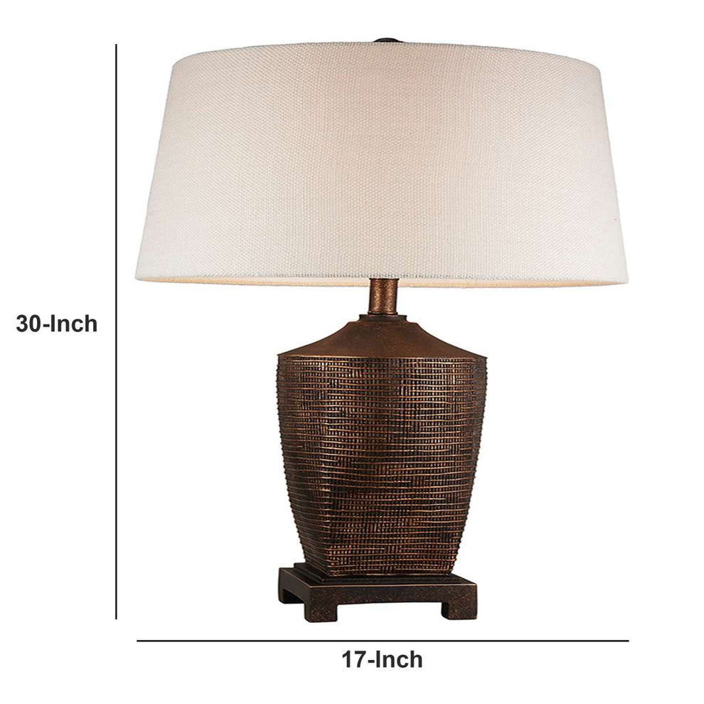 Table Lamp With Polyresin Urn Shape Base, Bronze By Benzara | Table Lamps |  Modishstore  - 2