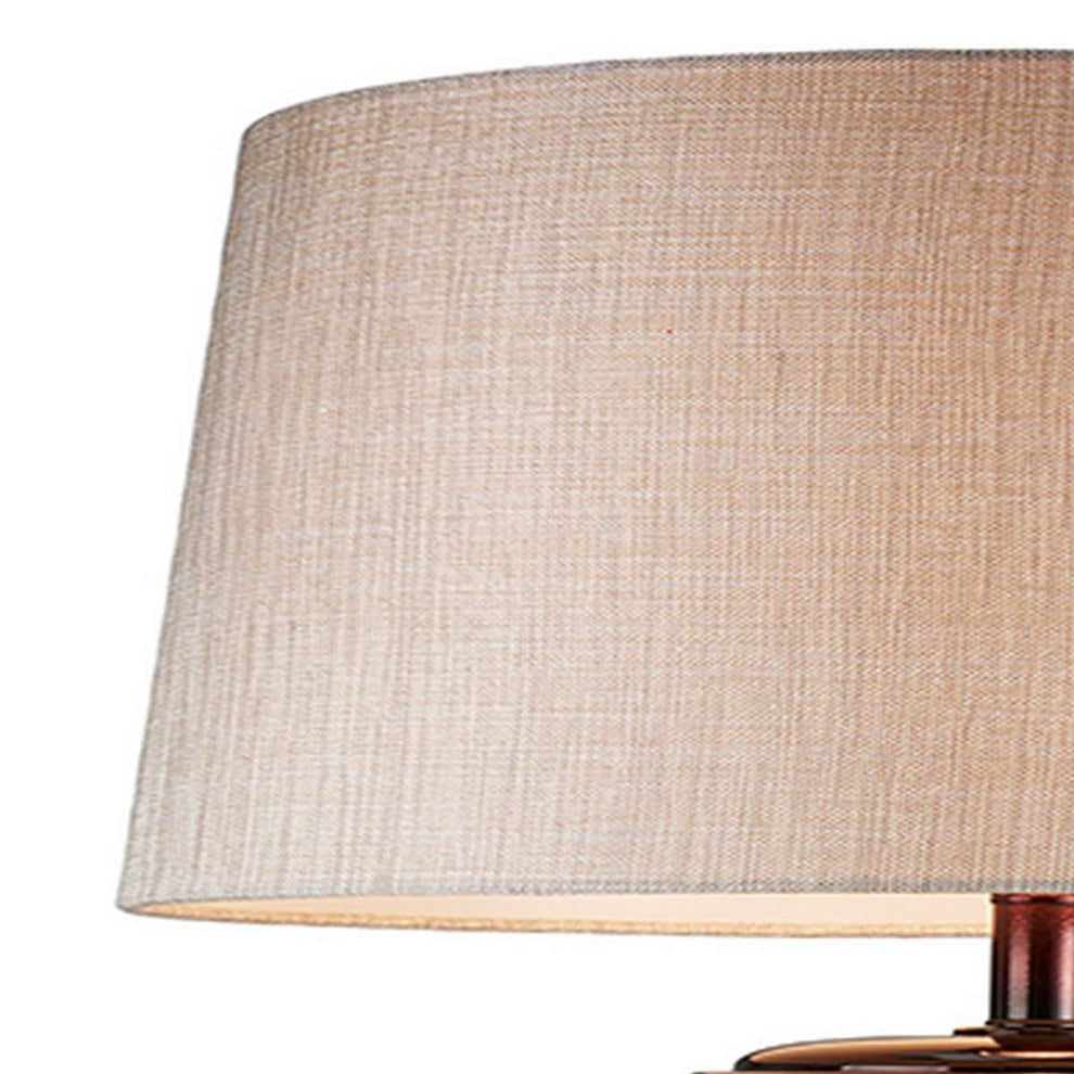 Table Lamp With Colorblock Pedestal Base, Brown By Benzara | Table Lamps |  Modishstore  - 5