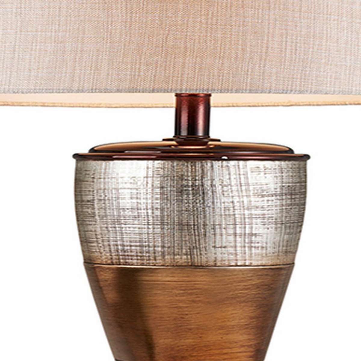 Table Lamp With Colorblock Pedestal Base, Brown By Benzara | Table Lamps |  Modishstore  - 4