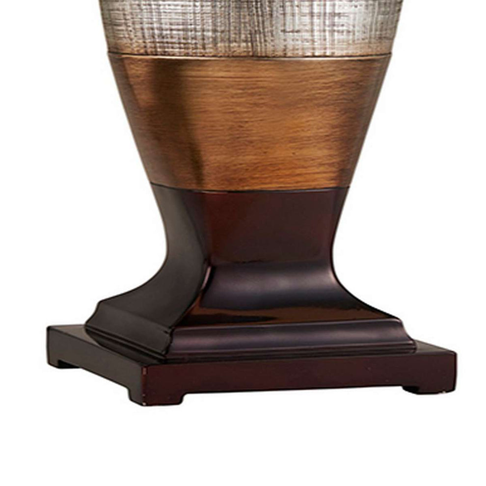 Table Lamp With Colorblock Pedestal Base, Brown By Benzara | Table Lamps |  Modishstore  - 3