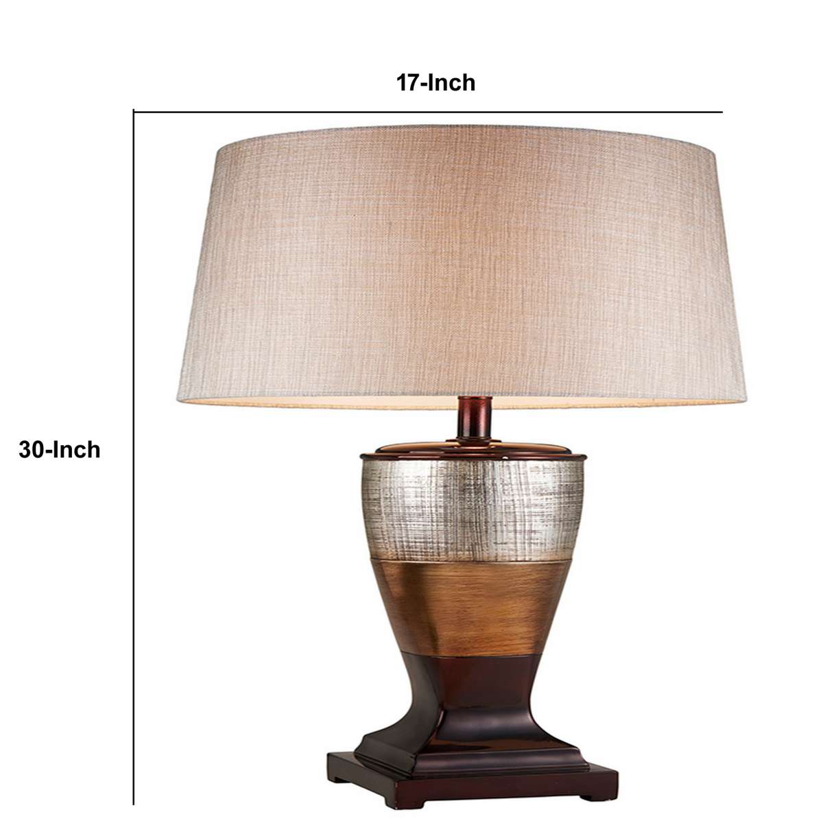 Table Lamp With Colorblock Pedestal Base, Brown By Benzara | Table Lamps |  Modishstore  - 2