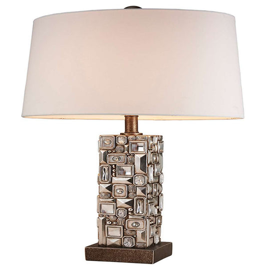 Table Lamp With Abstract Mirror Block Base, Bronze By Benzara | Table Lamps |  Modishstore 