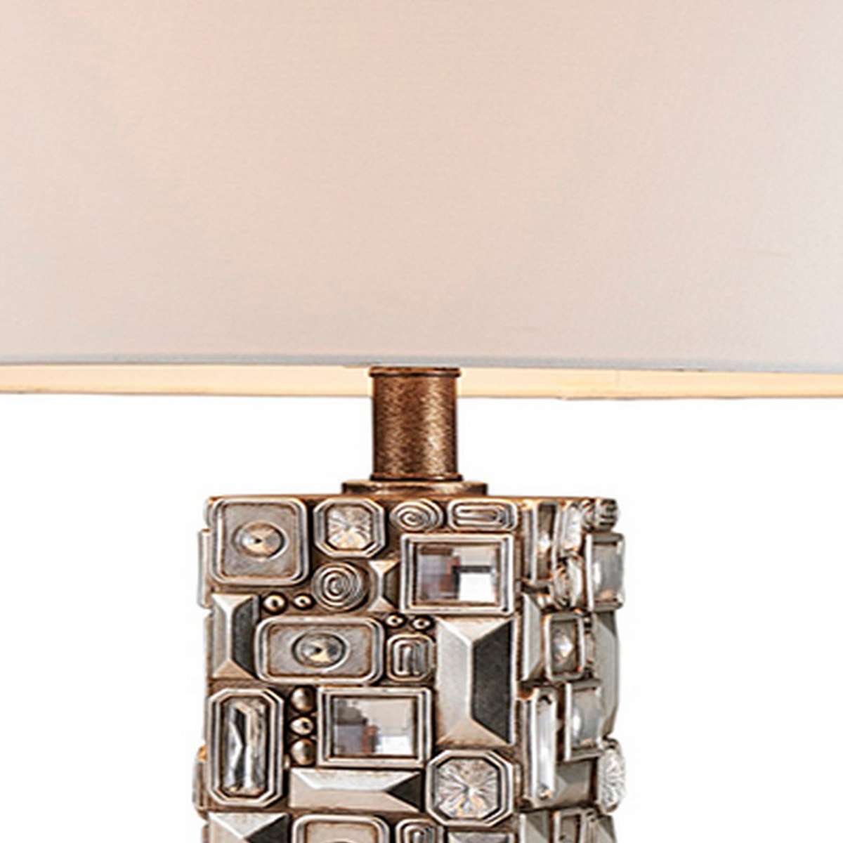 Table Lamp With Abstract Mirror Block Base, Bronze By Benzara | Table Lamps |  Modishstore  - 4