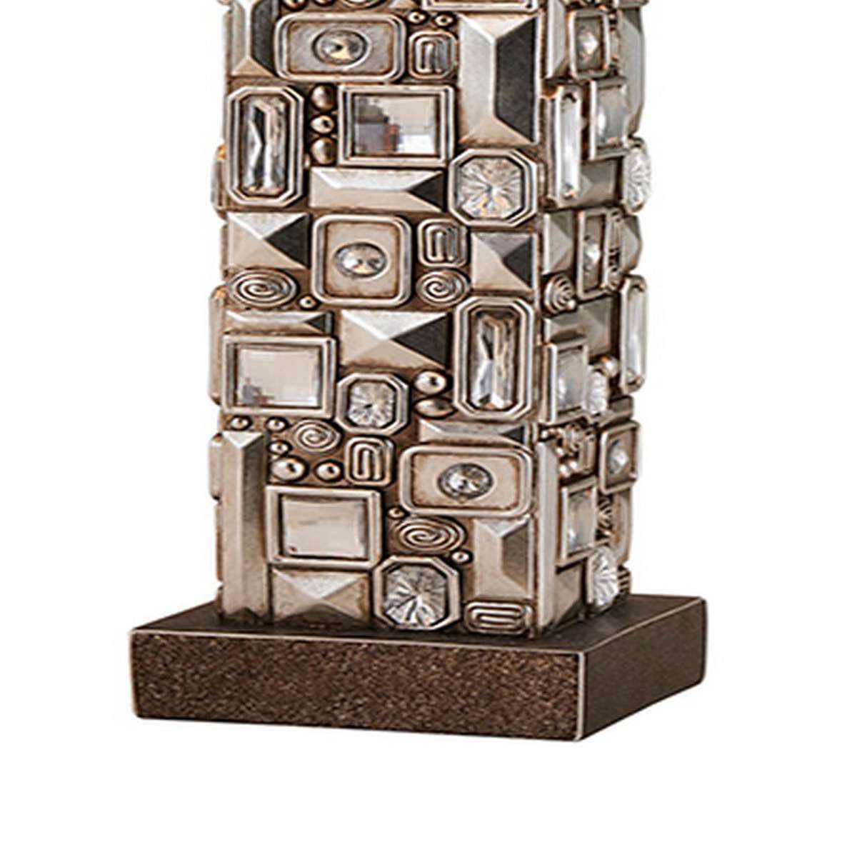 Table Lamp With Abstract Mirror Block Base, Bronze By Benzara | Table Lamps |  Modishstore  - 3