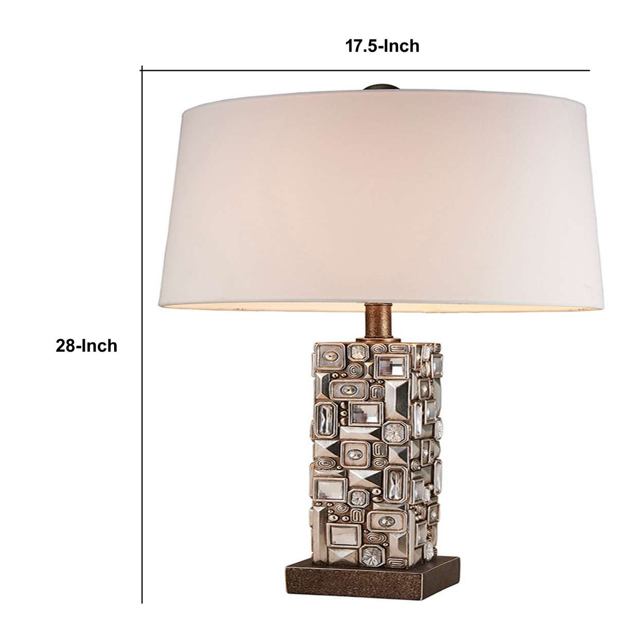 Table Lamp With Abstract Mirror Block Base, Bronze By Benzara | Table Lamps |  Modishstore  - 2