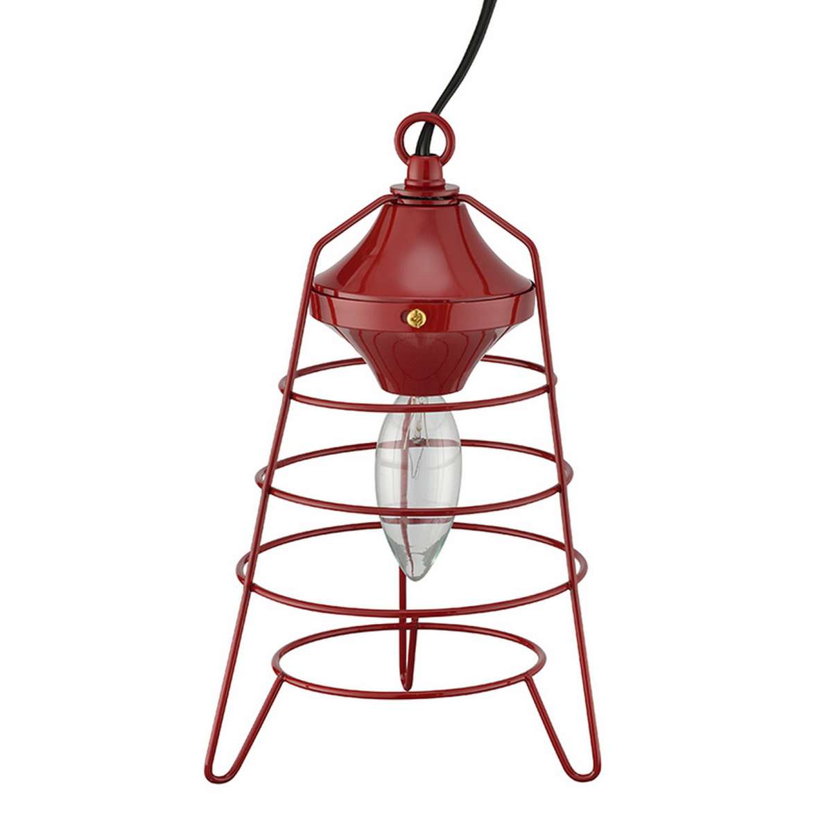 Lantern Table Lamp With Open Metal Frame, Red By Benzara | Table Lamps |  Modishstore 