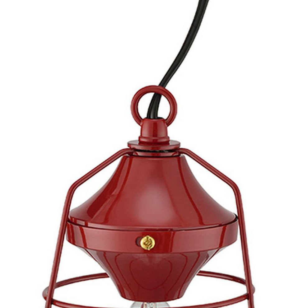 Lantern Table Lamp With Open Metal Frame, Red By Benzara | Table Lamps |  Modishstore  - 5