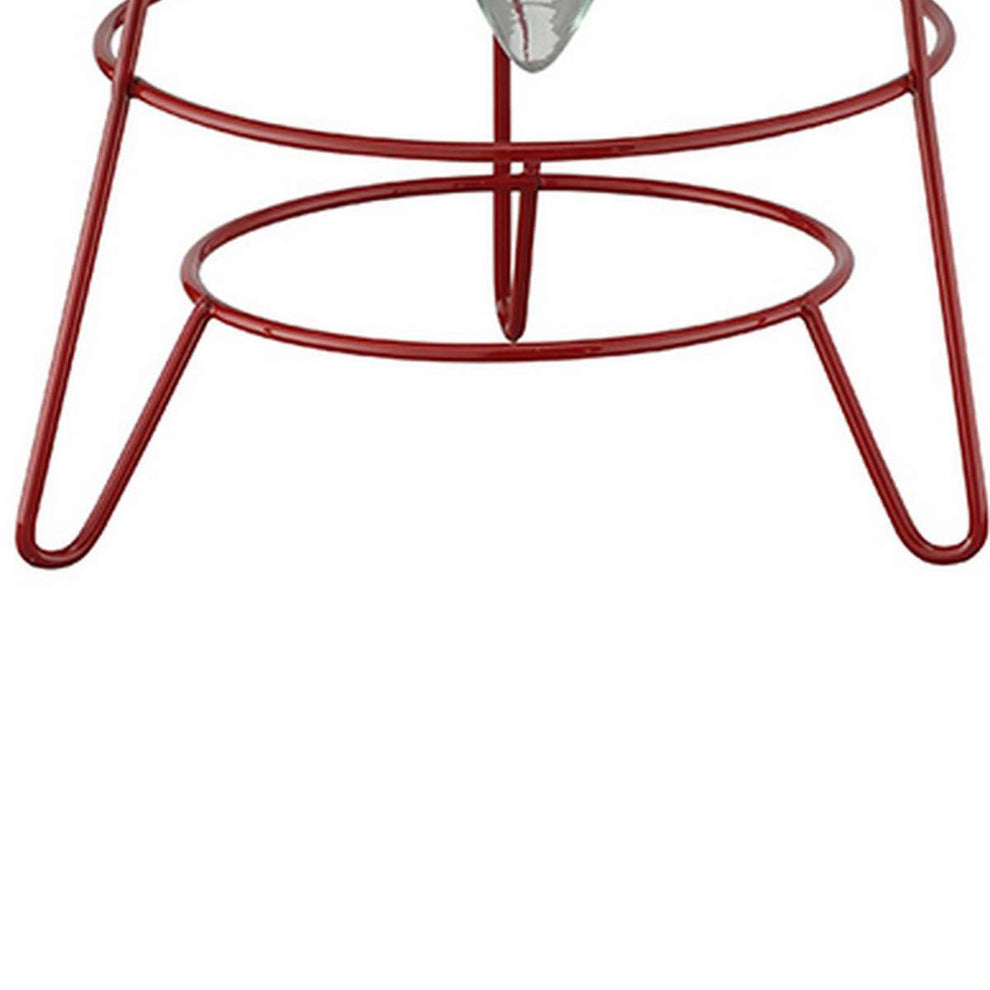 Lantern Table Lamp With Open Metal Frame, Red By Benzara | Table Lamps |  Modishstore  - 3