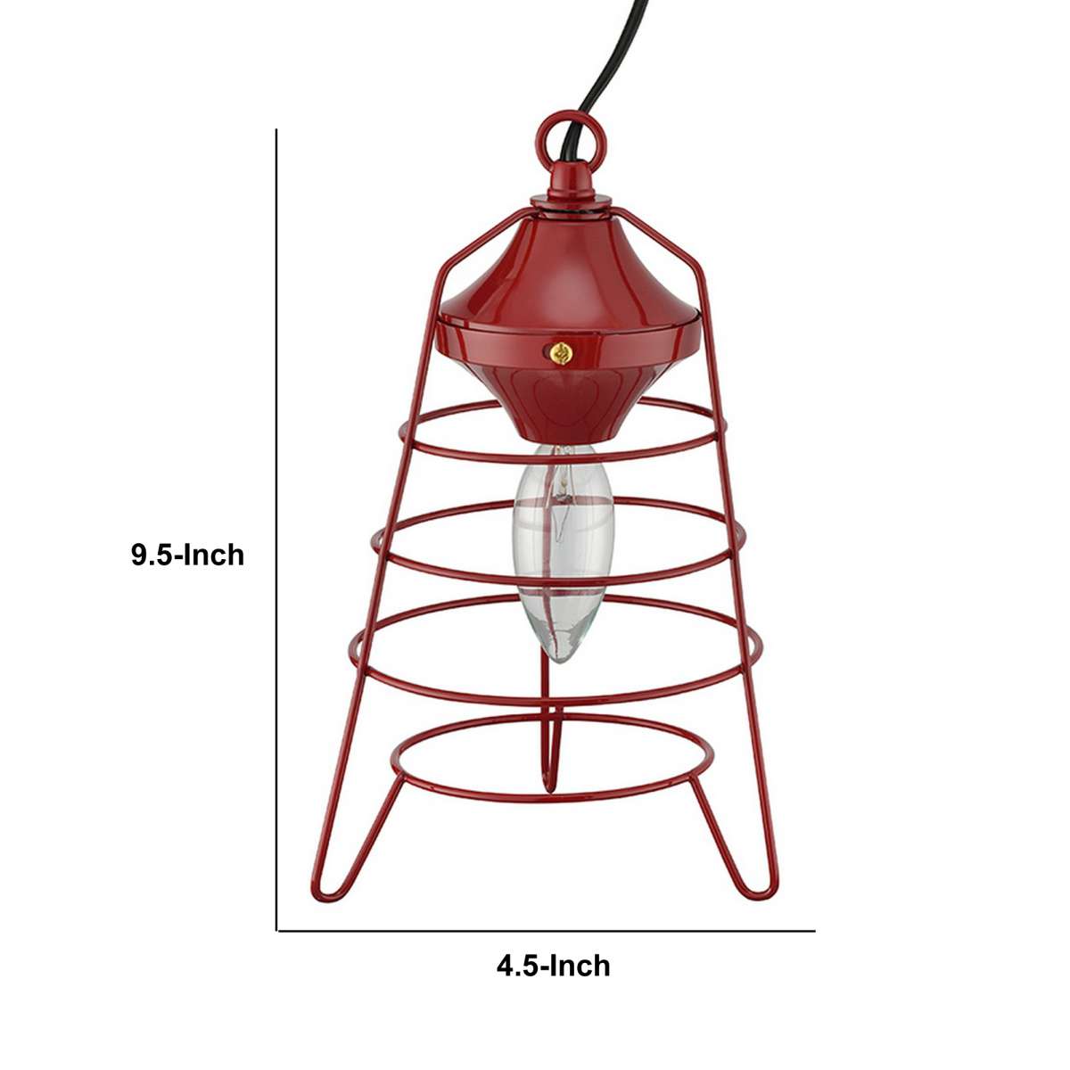 Lantern Table Lamp With Open Metal Frame, Red By Benzara | Table Lamps |  Modishstore  - 2