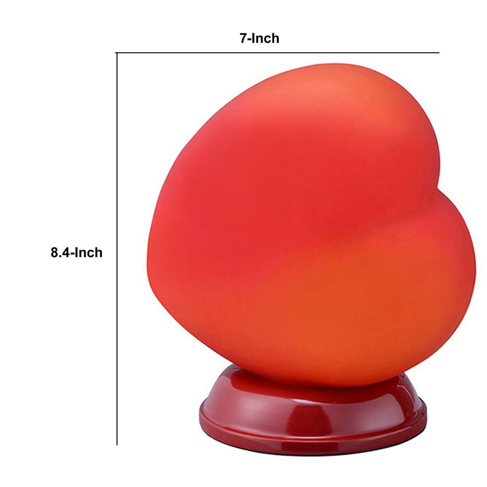 Table Lamp With Heart Shaped Glass Shade, Red By Benzara | Table Lamps |  Modishstore  - 2