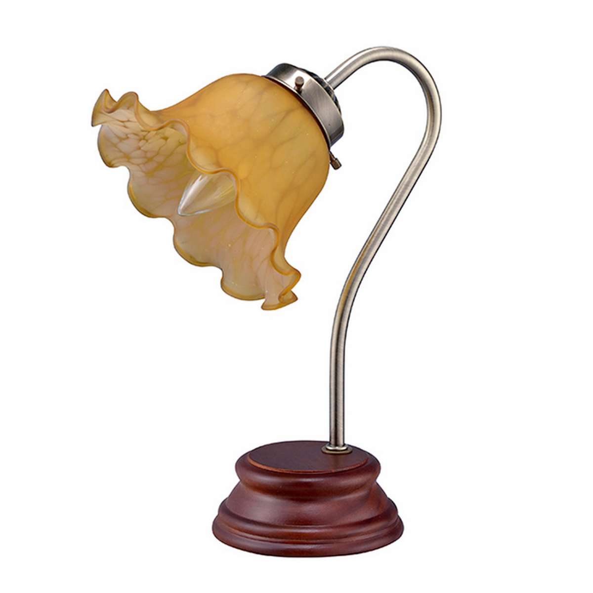 Table Lamp With Gooseneck And Floral Shade, Brown And Yellow By Benzara | Table Lamps |  Modishstore 
