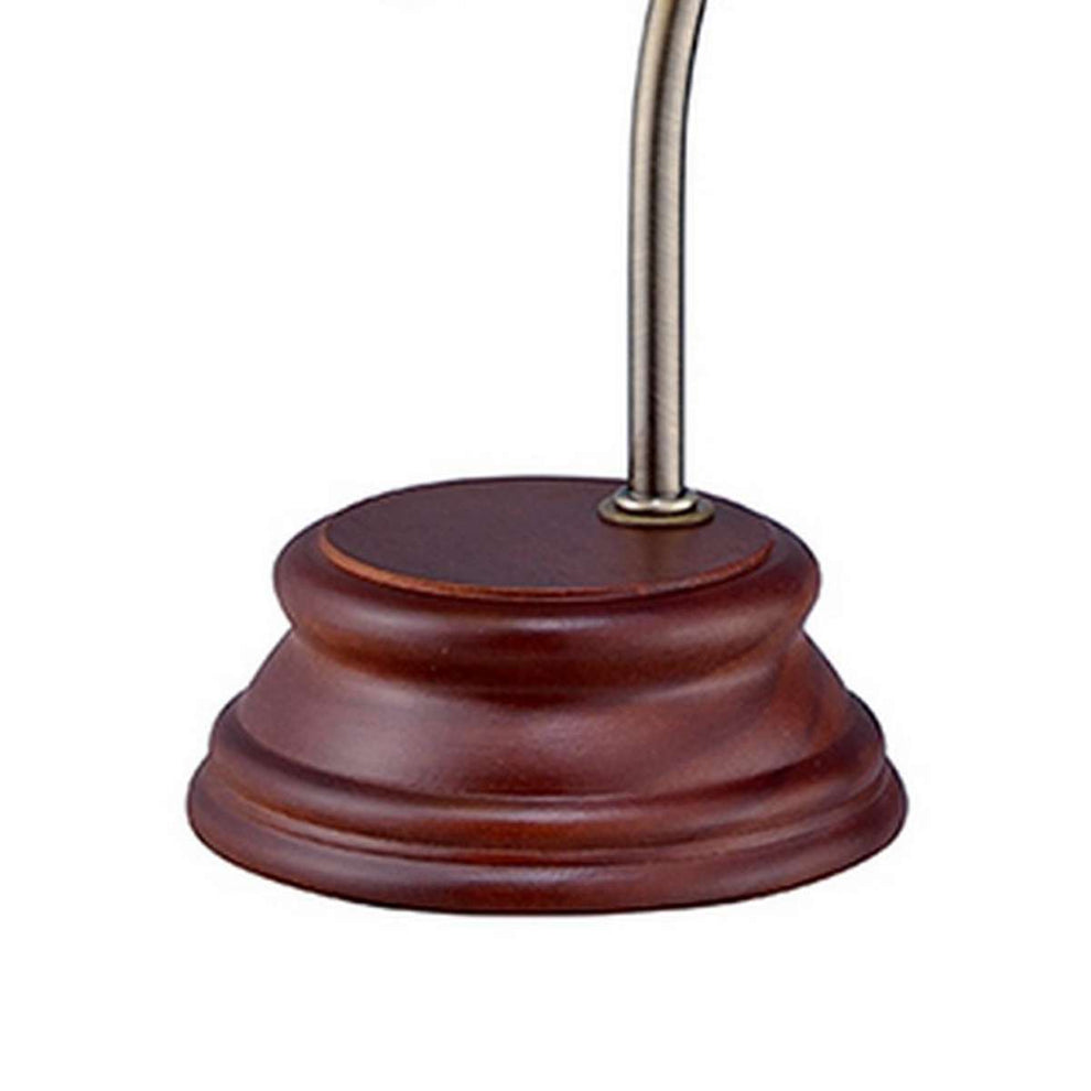 Table Lamp With Gooseneck And Floral Shade, Brown And Yellow By Benzara | Table Lamps |  Modishstore  - 3