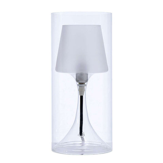 Hurricane Table Lamp With Frosted Glass Shade, Clear By Benzara | Table Lamps |  Modishstore 