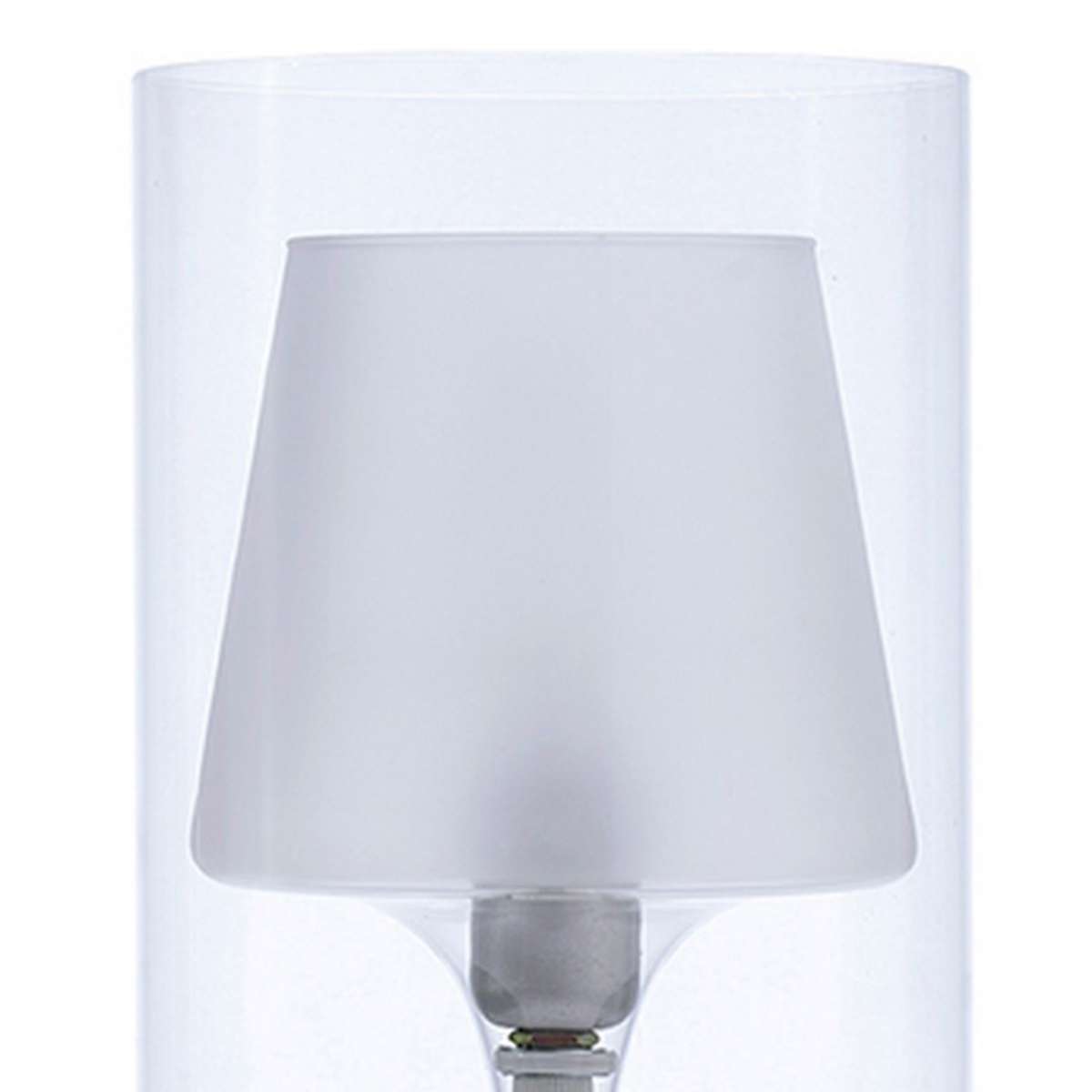 Hurricane Table Lamp With Frosted Glass Shade, Clear By Benzara | Table Lamps |  Modishstore  - 5