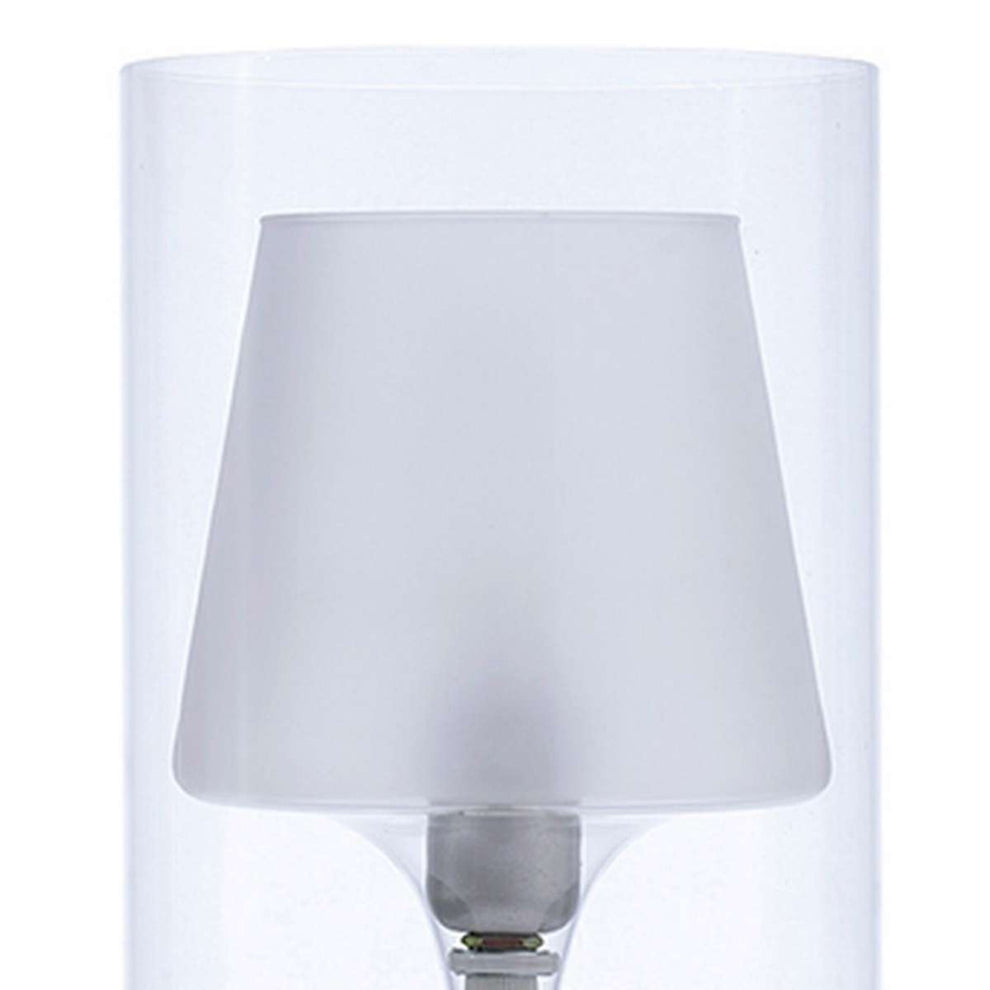 Hurricane Table Lamp With Frosted Glass Shade, Clear By Benzara | Table Lamps |  Modishstore  - 5