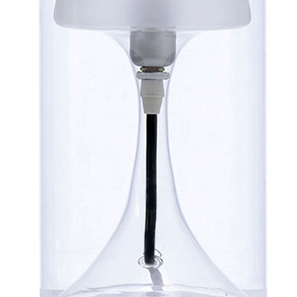 Hurricane Table Lamp With Frosted Glass Shade, Clear By Benzara | Table Lamps |  Modishstore  - 4