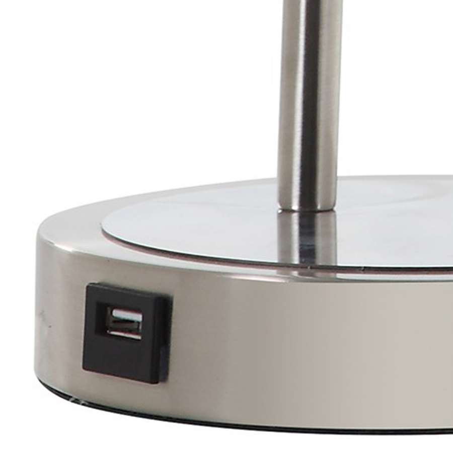 Desk Lamp With Adjustable Head And Usb Port, Brushed Nickel By Benzara | Table Lamps |  Modishstore  - 5