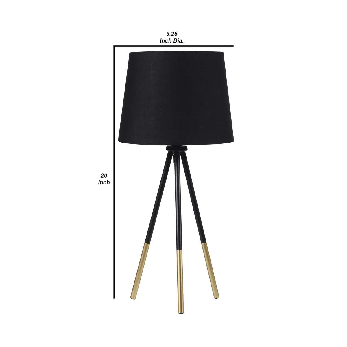 Table Lamp With Tripod Metal Base, Black And Gold By Benzara | Table Lamps |  Modishstore  - 2