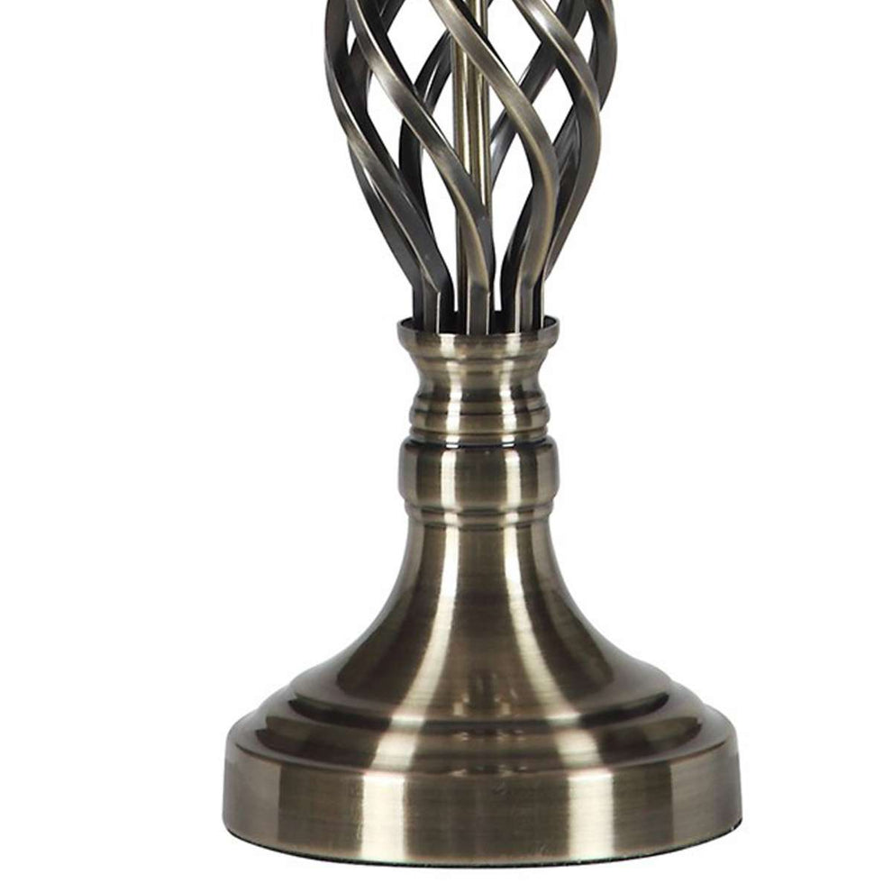 Table Lamp With Open Twisted Metal Base, Antique Brass By Benzara | Table Lamps |  Modishstore  - 5