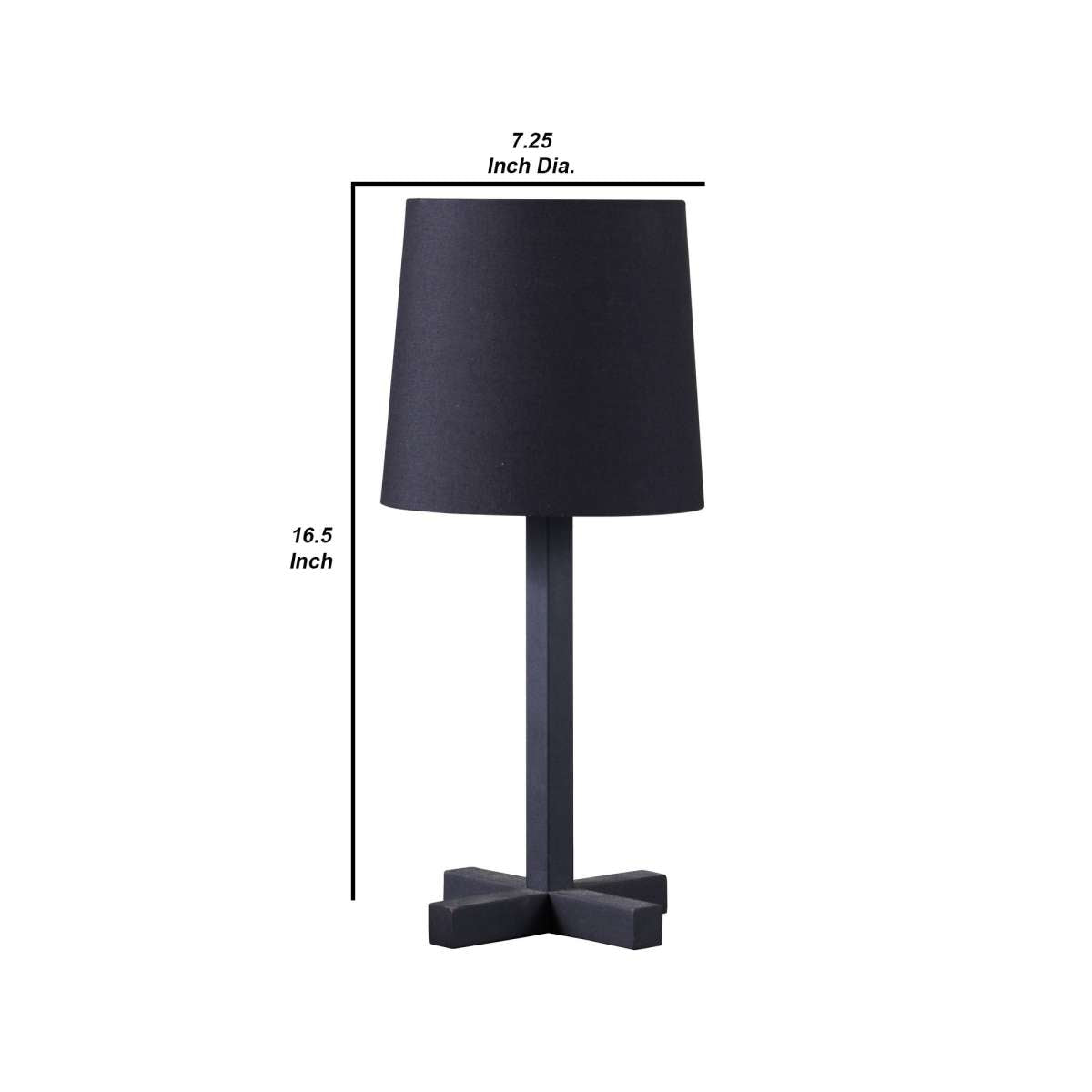 Table Lamp With Metal Cross Legged Base, Black By Benzara | Table Lamps |  Modishstore  - 2