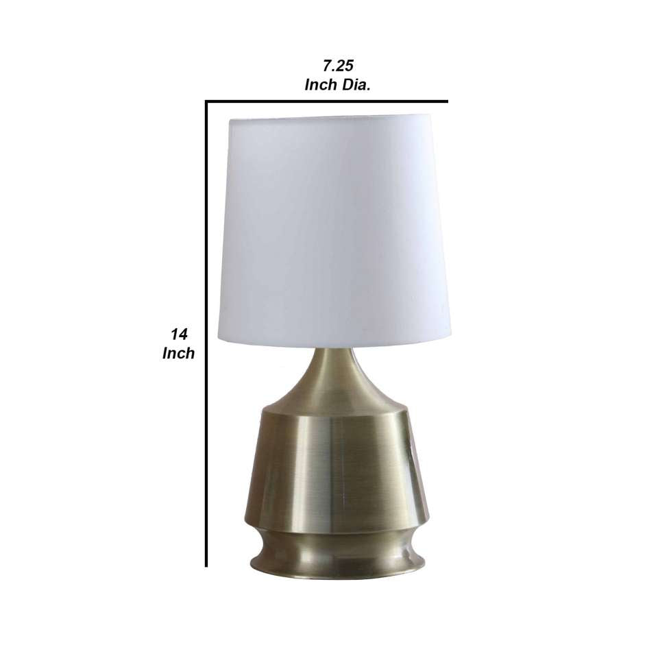 Table Lamp With Metal Bottle Shape Base, Antique Brass By Benzara | Table Lamps |  Modishstore  - 2
