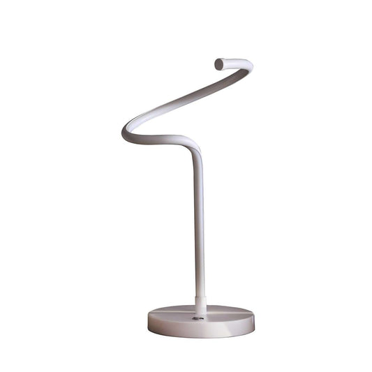 Table Lamp With Metal Curved Integrated Led, Matte White By Benzara | Table Lamps |  Modishstore 