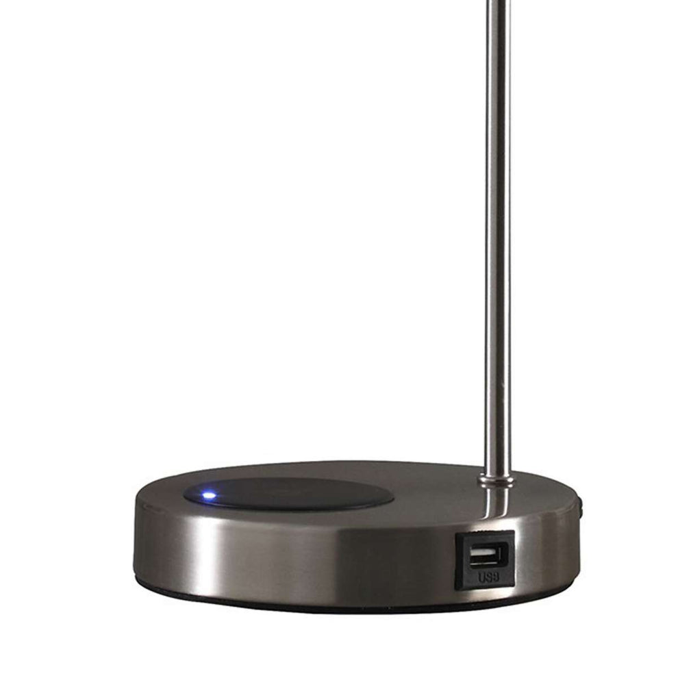 Table Lamp With Wireless Charging And Usb Port, Silver By Benzara | Table Lamps |  Modishstore  - 5