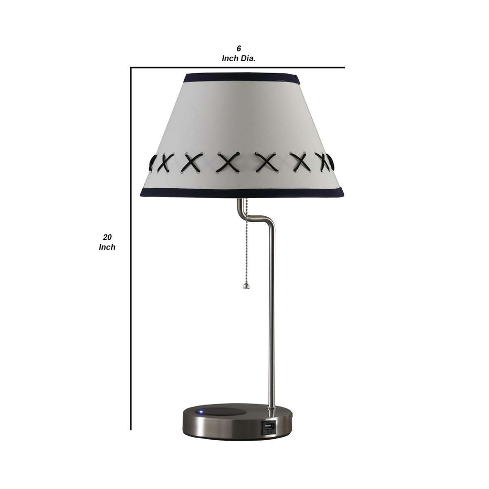 Table Lamp With Wireless Charging And Usb Port, Silver By Benzara | Table Lamps |  Modishstore  - 2