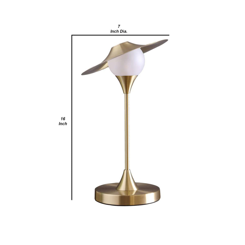 Table Lamp With Metal Base And Glass Globe Shade, Gold By Benzara | Table Lamps |  Modishstore  - 2