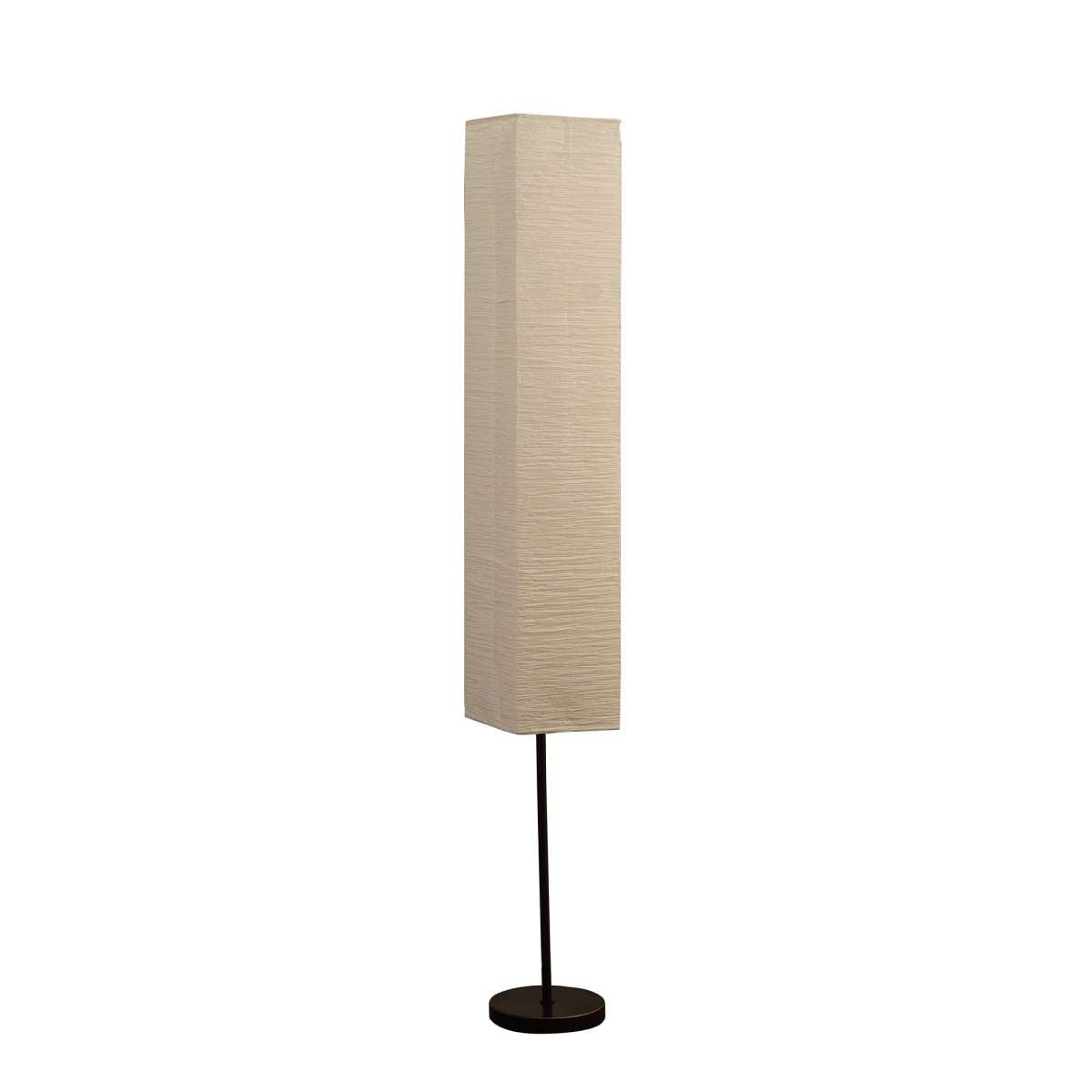 Floor Lamp With Linear Metal Base And Column Shade, Black By Benzara | Floor Lamps |  Modishstore 