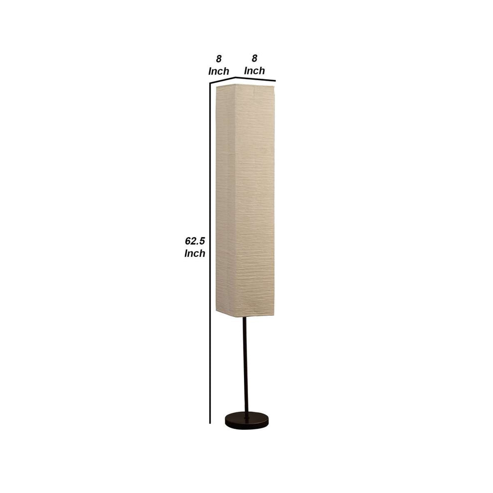 Floor Lamp With Linear Metal Base And Column Shade, Black By Benzara | Floor Lamps |  Modishstore  - 2