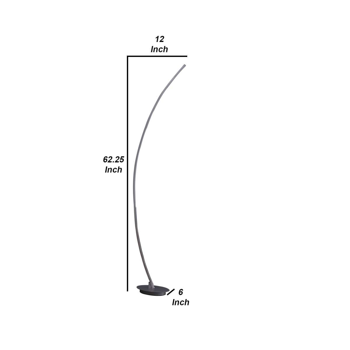 Floor Led Lamp With Metal Arched Design, Brushed Silver By Benzara | Floor Lamps |  Modishstore 