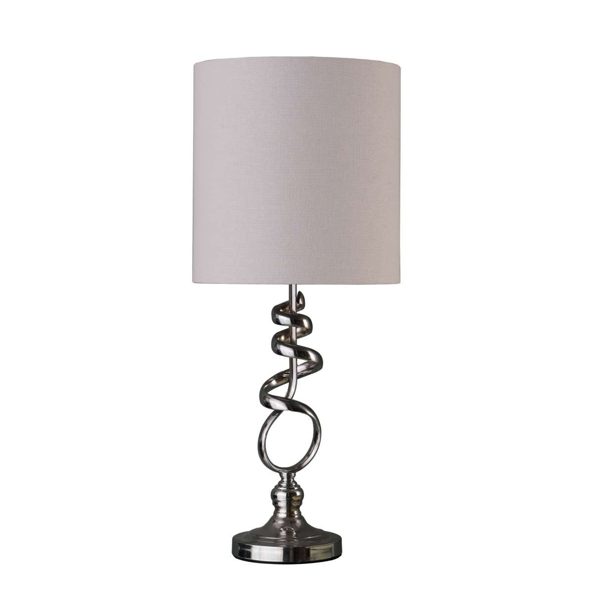 Table Lamp With Curved Abstract Metal Base, Silver By Benzara | Table Lamps |  Modishstore 