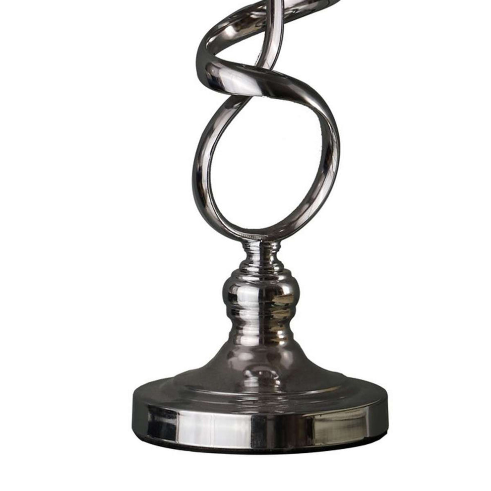 Table Lamp With Curved Abstract Metal Base, Silver By Benzara | Table Lamps |  Modishstore  - 5