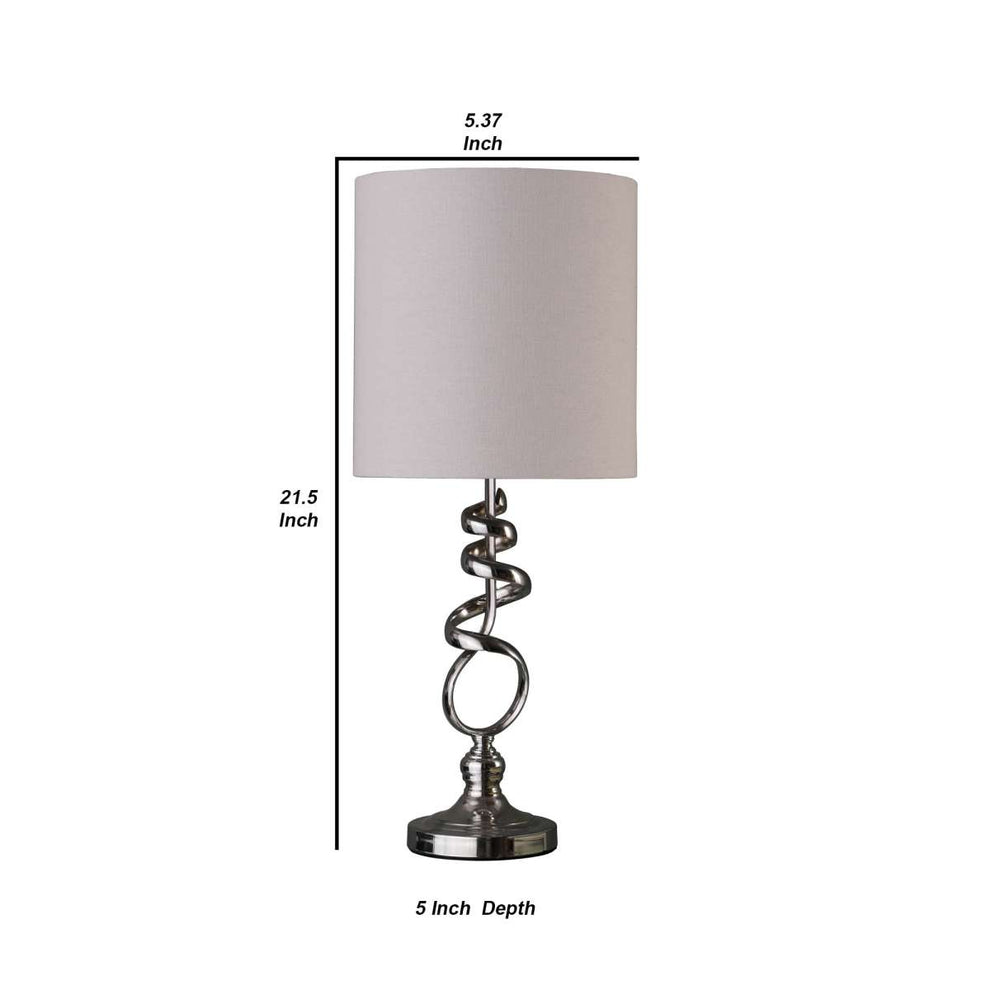 Table Lamp With Curved Abstract Metal Base, Silver By Benzara | Table Lamps |  Modishstore  - 2