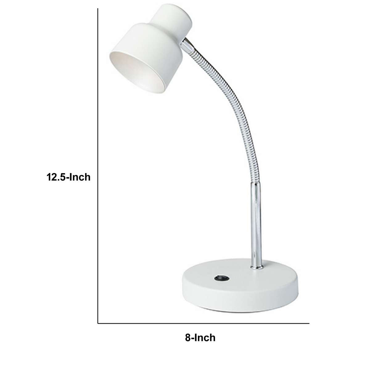 Table Lamp With Adjustable Goose Neck And Shade, White By Benzara | Table Lamps |  Modishstore  - 2