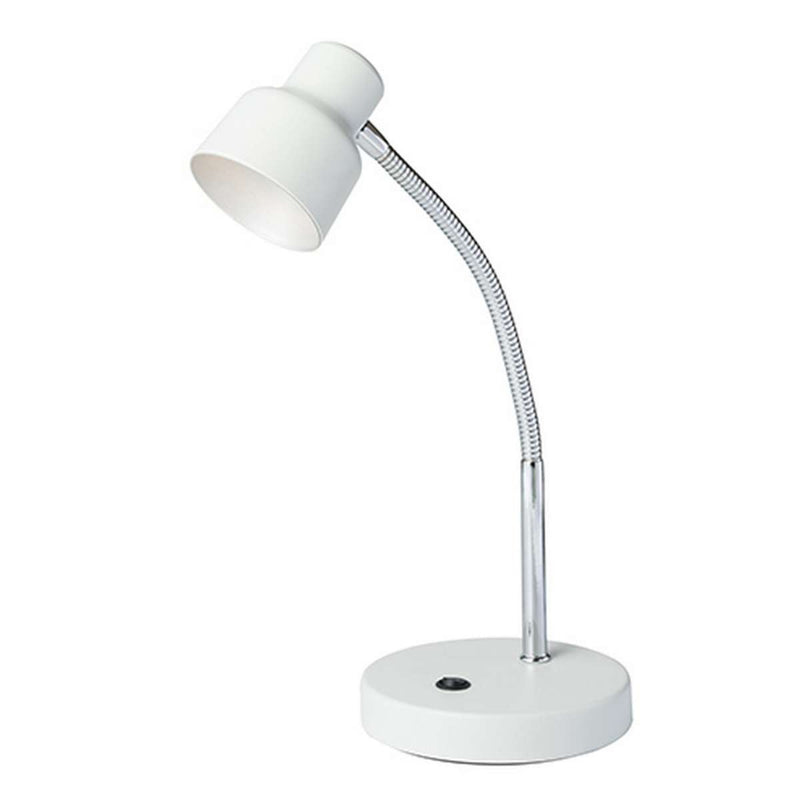 Table Lamp With Adjustable Goose Neck And Shade, White By Benzara | Table Lamps |  Modishstore 