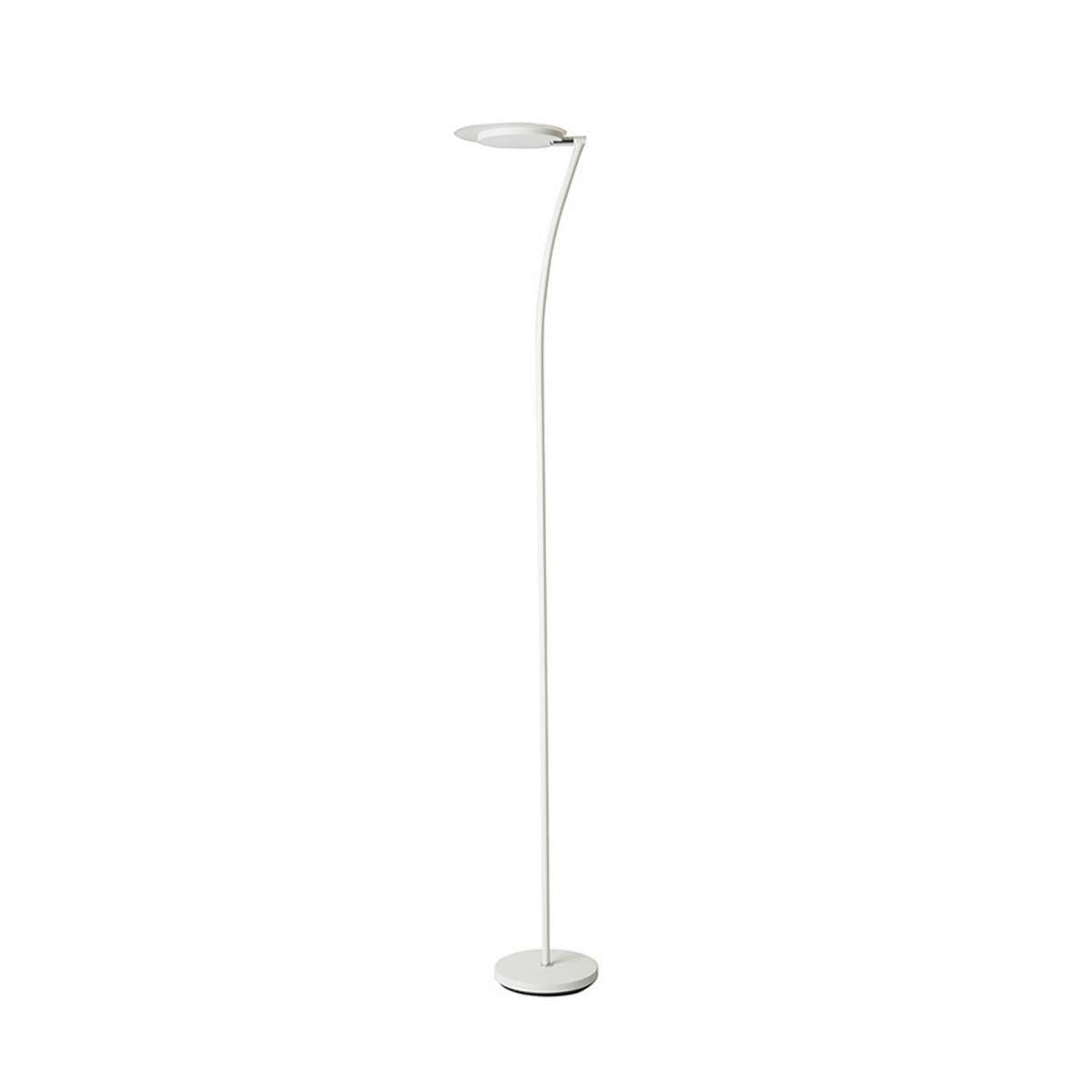 Torchiere Floor Lamp With Adjustable Plate Shade And Sleek Body, White By Benzara | Floor Lamps |  Modishstore 