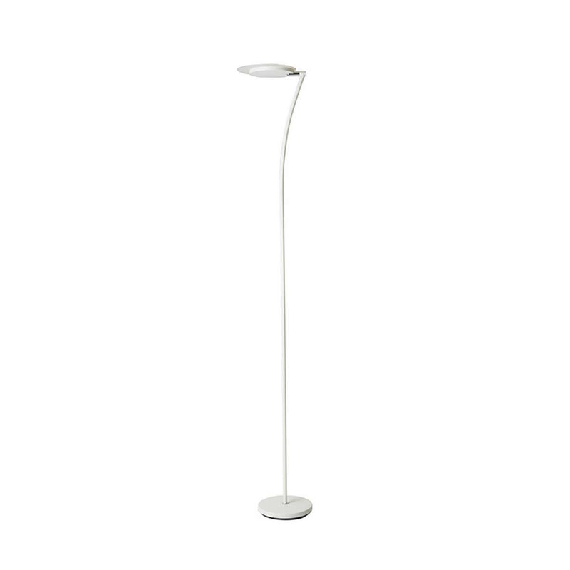 Torchiere Floor Lamp With Adjustable Plate Shade And Sleek Body, White By Benzara | Floor Lamps |  Modishstore 