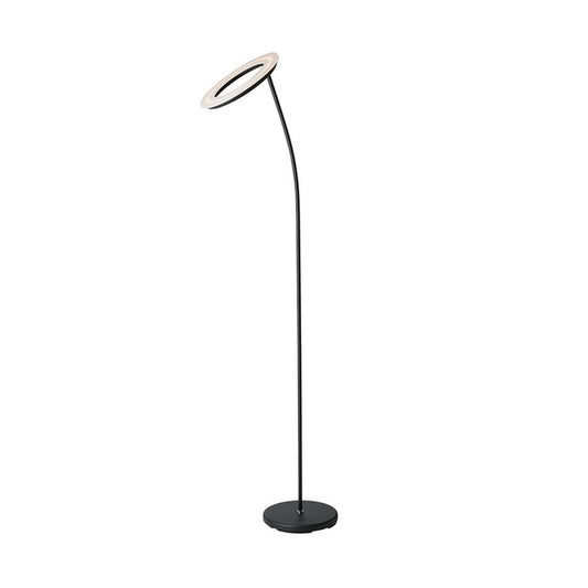 Torchiere Floor Lamp With Adjustable Disk Shade And Sleek Body, Black By Benzara | Floor Lamps |  Modishstore 