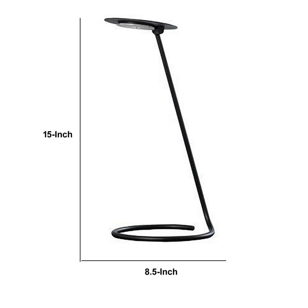 Desk Lamp With Pendulum Style And Flat Saucer Shade, Black By Benzara | Table Lamps |  Modishstore  - 2