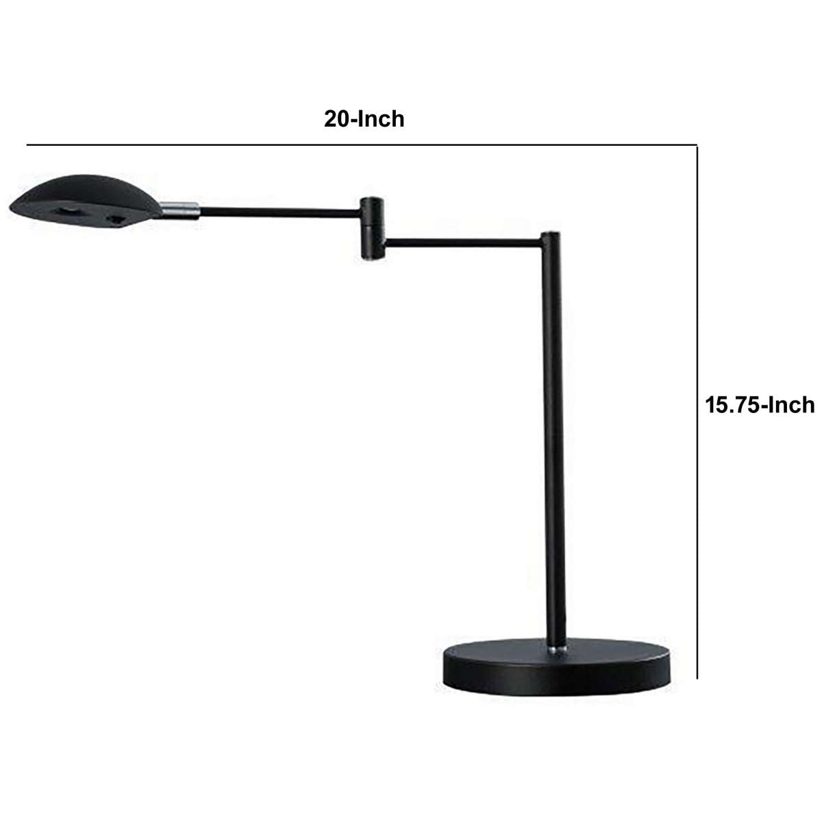 Desk Lamp With Adjustable Swing Metal Arm, Black By Benzara | Table Lamps |  Modishstore  - 2