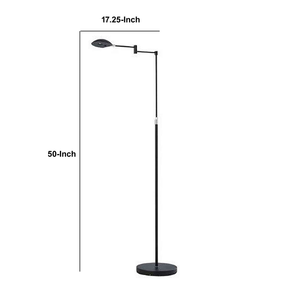 Floor Lamp With Adjustable Swing Arm And Height, Black By Benzara | Floor Lamps |  Modishstore  - 2