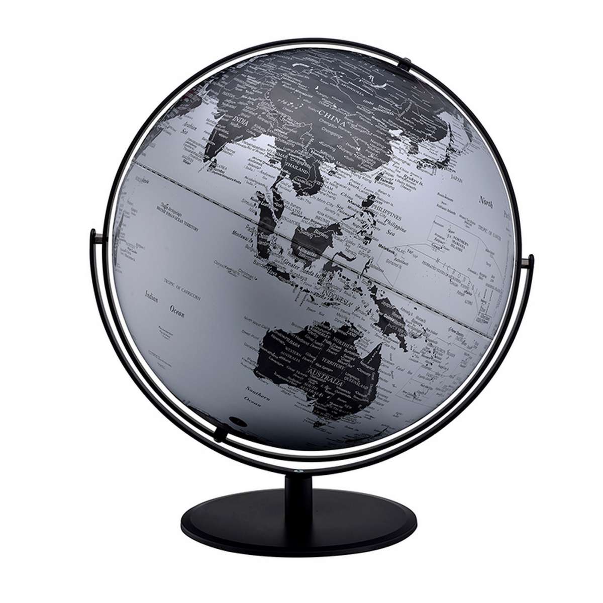 Globe Accent Decor With Inbuilt Led, Black And Gray By Benzara | Office Accessories |  Modishstore  - 5